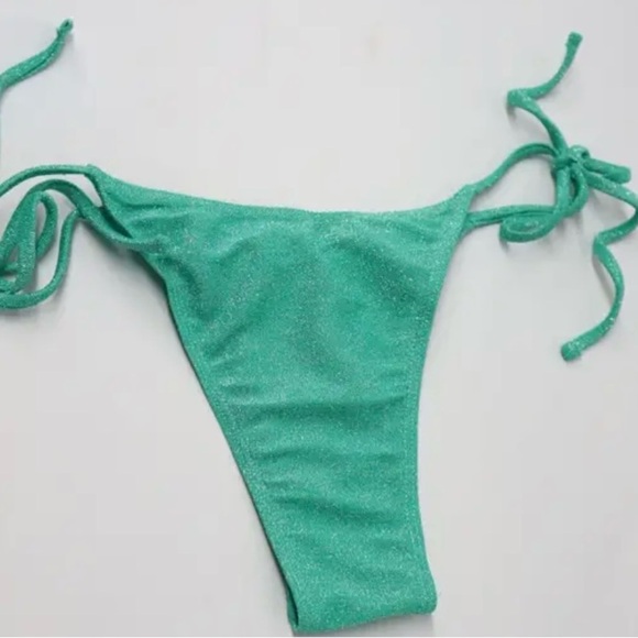 Green Sparkle Underwire Tie Side Bikini Set - Picture 10 of 12